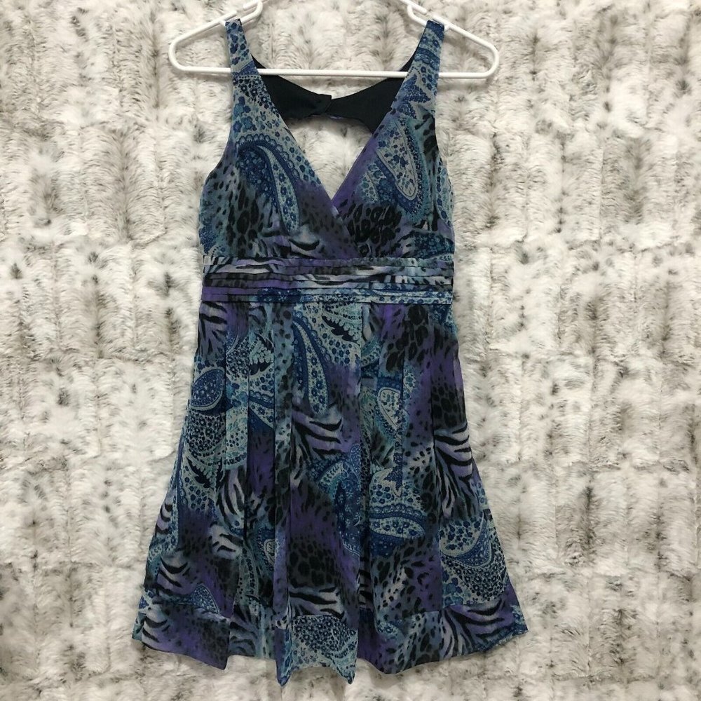 Johnny Martin Sheer-Lined Summer Dress Women's Size S V-Neck, Keyhole Back